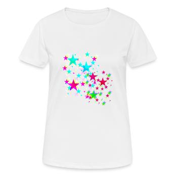Sterne,stern, bunte Sterne - Frauen T-Shirt atmungsaktiv - Weiß - Vorne - AI Model Female 172 dark (172cm)