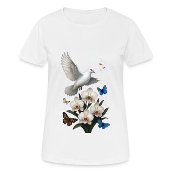 Weiße Taube - Frauen T-Shirt atmungsaktiv - Weiß - Vorne - AI Model Female 172 dark (172cm)