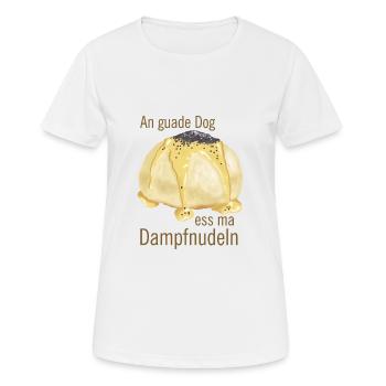 Dampfnudel Germknödel Mohn Vanille Soße - Frauen T-Shirt atmungsaktiv - Weiß - Vorne - AI Model Female 172 dark (172cm)
