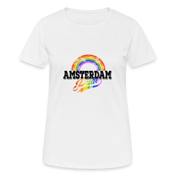 Amsterdam GAy Pride LGBT Rainbow CSD - Women's Breathable T-Shirt - white - Front - AI Model Female 172 dark (172cm)