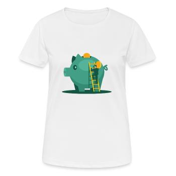 Sparschwein - Frauen T-Shirt atmungsaktiv - Weiß - Vorne - AI Model Female 172 dark (172cm)