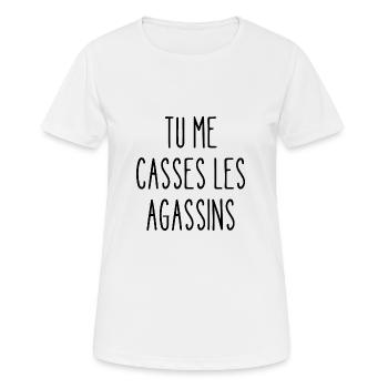 tu mes casses les agassins - T-shirt respirant Femme - blanc - Devant - AI Model Female 172 dark (172cm)