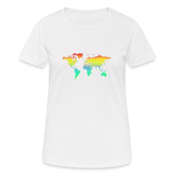 World map colorful - Women's Breathable T-Shirt - white - Front - AI Model Female 172 dark (172cm)
