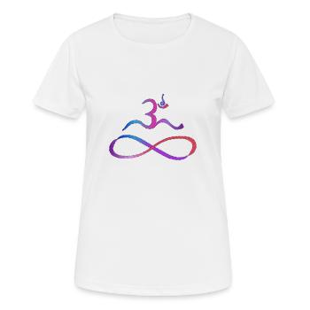 Aum avec contour foncé lemniscate - T-shirt respirant Femme - blanc - Devant - AI Model Female 172 dark (172cm)