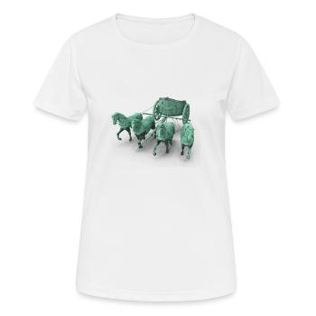 Streitwagen Statue 3D - Quadriga Chariot Statue - Frauen T-Shirt atmungsaktiv - Weiß - Vorne - AI Model Female 172 dark (172cm)