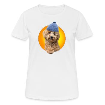 Pudel mit Pudelmütze - Frauen T-Shirt atmungsaktiv - Weiß - Vorne - AI Model Female 172 dark (172cm)