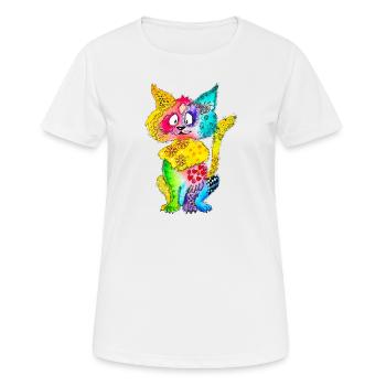 Miez Martha - Frauen T-Shirt atmungsaktiv - Weiß - Vorne - AI Model Female 172 dark (172cm)