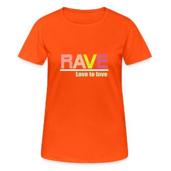Rave Liebe zu Liebe - Frauen T-Shirt atmungsaktiv - Neonorange - Vorne - AI Model Female 172 dark (172cm)