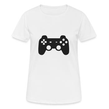 Controller - Frauen T-Shirt atmungsaktiv - Weiß - Vorne - AI Model Female 172 dark (172cm)