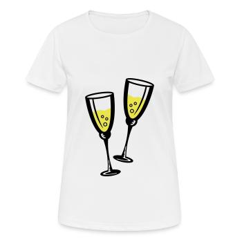 sparkling wine glass of wine - Women's Breathable T-Shirt - white - Front - AI Model Female 172 dark (172cm)