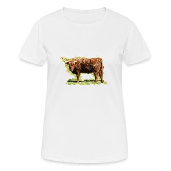 The Highland Cattle cattle are frugal - Women's Breathable T-Shirt - white - Front - AI Model Female 172 dark (172cm)