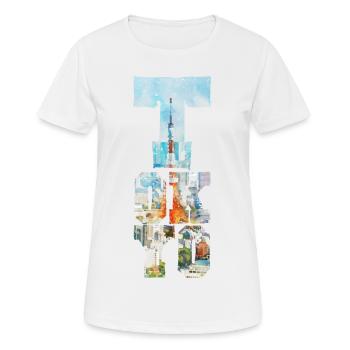 TOKYO TOWER FONT AQUARELL - Frauen T-Shirt atmungsaktiv - Weiß - Vorne - AI Model Female 172 dark (172cm)
