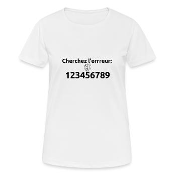 Énigme: Cherchez l'errreur 123456789 - T-shirt respirant Femme - blanc - Devant - AI Model Female 172 dark (172cm)