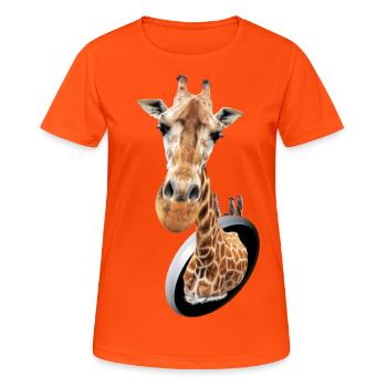 La girafe et les suricates - T-shirt respirant Femme - orange néon - Devant - AI Model Female 172 dark (172cm)