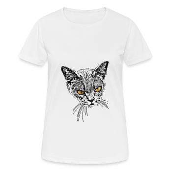 böse Mietzekatze - Frauen T-Shirt atmungsaktiv - Weiß - Vorne - AI Model Female 172 dark (172cm)