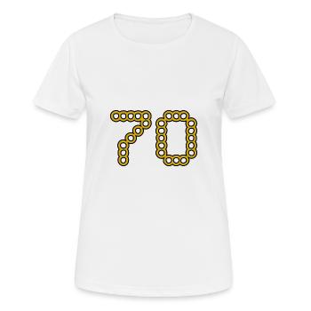 70. 70 ANS. 70e ANNIVERSAIRE. ANNIVERSAIRE 70 ANS. - T-shirt respirant Femme - blanc - Devant - AI Model Female 172 dark (172cm)