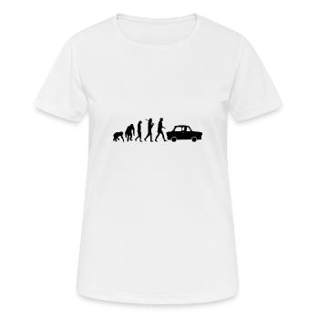 Edition Trabi Evolution ddr  - Frauen T-Shirt atmungsaktiv - Weiß - Vorne - AI Model Female 172 dark (172cm)