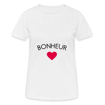 Bonheur - T-shirt respirant Femme - blanc - Devant - AI Model Female 172 dark (172cm)