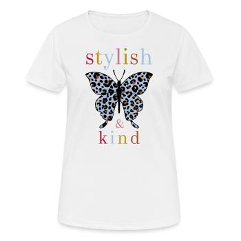 Butterfly - stylish and kind - Frauen T-Shirt atmungsaktiv - Weiß - Vorne - AI Model Female 172 dark (172cm)
