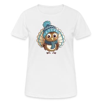 Dinde mignonne avec écharpe et chapeau à pompon. - T-shirt respirant Femme - blanc - Devant - AI Model Female 172 dark (172cm)