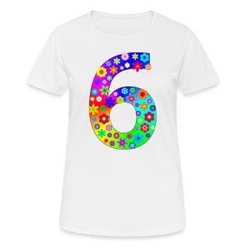 Blumen Zahl 6 - Frauen T-Shirt atmungsaktiv - Weiß - Vorne - AI Model Female 172 dark (172cm)