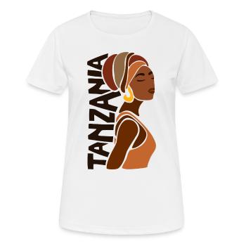 Tansania Tansanische Flagge Afrika Ethnic Souvenir - Frauen T-Shirt atmungsaktiv - Weiß - Vorne - AI Model Female 172 dark (172cm)