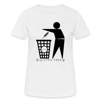 Conteneur de gluten (noir) - T-shirt respirant Femme - blanc - Devant - AI Model Female 172 dark (172cm)