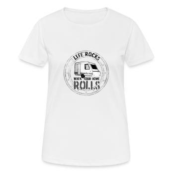 life rocks when your home rolls - Women's Breathable T-Shirt - white - Front - AI Model Female 172 dark (172cm)