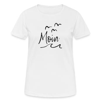 Moin - Frauen T-Shirt atmungsaktiv - Weiß - Vorne - AI Model Female 172 dark (172cm)