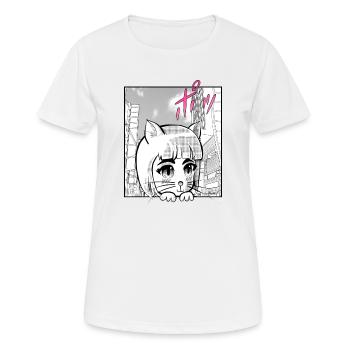 Manga Cat - T-shirt respirant Femme - blanc - Devant - AI Model Female 172 dark (172cm)