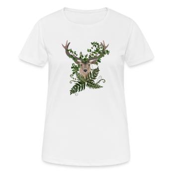 Hirsche und Farne - Frauen T-Shirt atmungsaktiv - Weiß - Vorne - AI Model Female 172 dark (172cm)