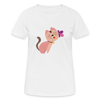 chat mignon avec papillon - T-shirt respirant Femme - blanc - Devant - AI Model Female 172 dark (172cm)