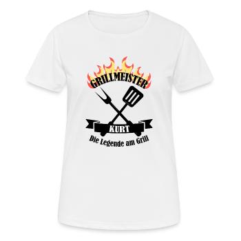 Grillmeister Kurt lustiger Spruch Vorname - Frauen T-Shirt atmungsaktiv - Weiß - Vorne - AI Model Female 172 dark (172cm)