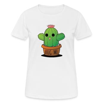 Drôle de cactus HUG ME - T-shirt respirant Femme - blanc - Devant - AI Model Female 172 dark (172cm)