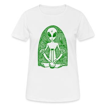 Alien 4:20 Hochleben - Frauen T-Shirt atmungsaktiv - Weiß - Vorne - AI Model Female 172 dark (172cm)