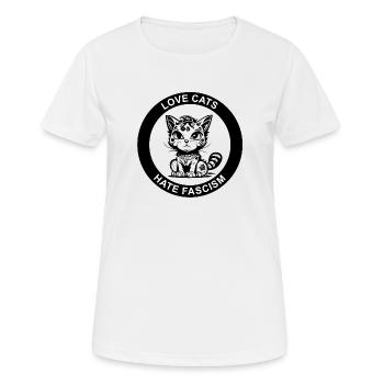 LES CHATS D’AMOUR DÉTESTENT LE FASCISME - T-shirt respirant Femme - blanc - Devant - AI Model Female 172 dark (172cm)