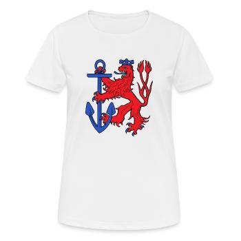 Düsseldorfer Löwe - Frauen T-Shirt atmungsaktiv - Weiß - Vorne - AI Model Female 172 dark (172cm)