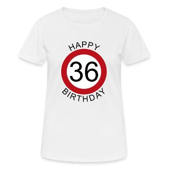 Joyeux anniversaire 36 anniversaire de signe de route - T-shirt respirant Femme - blanc - Devant - AI Model Female 172 dark (172cm)