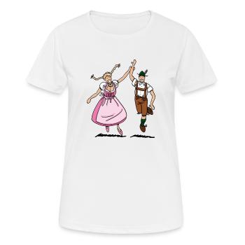 Paire dans Dirndl et culotte - T-shirt respirant Femme - blanc - Devant - AI Model Female 172 dark (172cm)
