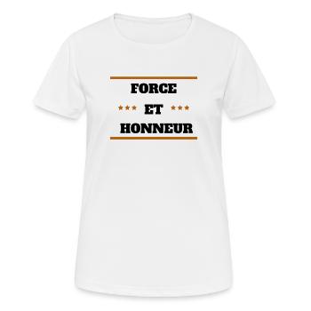 FORCE ET HONNEUR - T-shirt respirant Femme - blanc - Devant - AI Model Female 172 dark (172cm)