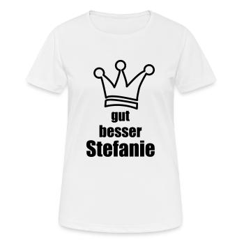 Stefanie - Frauen T-Shirt atmungsaktiv - Weiß - Vorne - AI Model Female 172 dark (172cm)