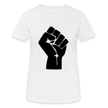 Faust Protest Widerstand - Frauen T-Shirt atmungsaktiv - Weiß - Vorne - AI Model Female 172 dark (172cm)