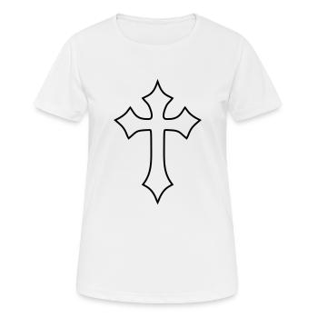 Gothic Cross__V002 - Women's Breathable T-Shirt - white - Front - AI Model Female 172 dark (172cm)
