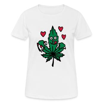 Kiffen und Pizza Liebe - Frauen T-Shirt atmungsaktiv - Weiß - Vorne - AI Model Female 172 dark (172cm)