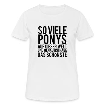 Pony - Frauen T-Shirt atmungsaktiv - Weiß - Vorne - AI Model Female 172 dark (172cm)