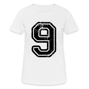 9 - Nummer - Frauen T-Shirt atmungsaktiv - Weiß - Vorne - AI Model Female 172 dark (172cm)