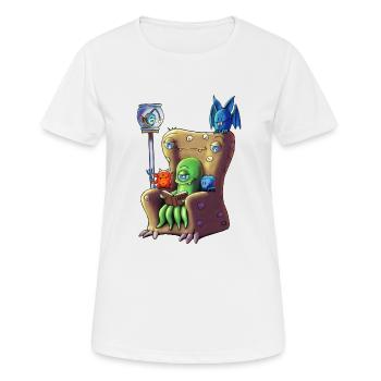 Monster at a cozy reading evening - Women's Breathable T-Shirt - white - Front - AI Model Female 172 dark (172cm)