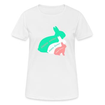 Joyeuses Pâques - trois lapins - T-shirt respirant Femme - blanc - Devant - AI Model Female 172 dark (172cm)