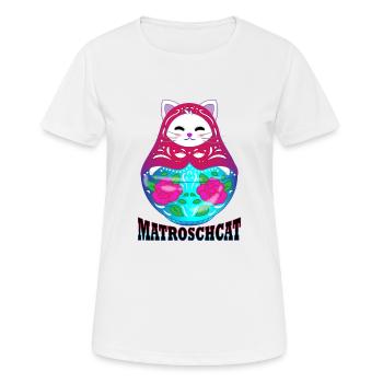 Matroschcat | Miauschka | Katze und Matroschka - Frauen T-Shirt atmungsaktiv - Weiß - Vorne - AI Model Female 172 dark (172cm)