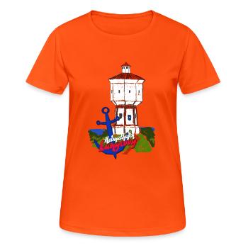 Mon port d’attache à Langeoog - T-shirt respirant Femme - orange néon - Devant - AI Model Female 172 dark (172cm)